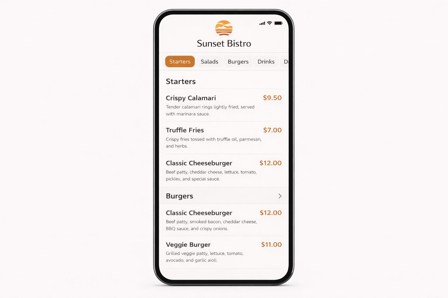Foodbook QR menu publishing assets screen